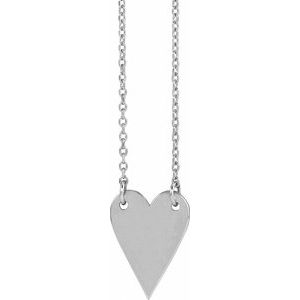 14K White Gold 13.5 X 10 Mm 18 In Polished Engravable Elongated Heart Necklace