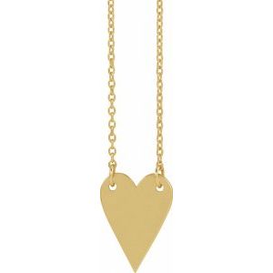 14K Yellow Gold 13.5 X 10 Mm 18 In Polished Engravable Elongated Heart Necklace