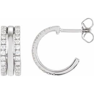 14K White Gold Round 1.3 Mm 1/2 Ctw Natural Diamond Earrings