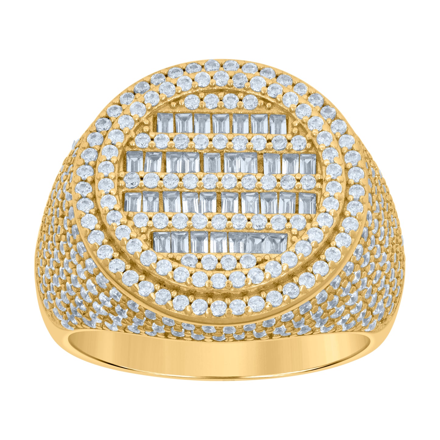 Sterling Silver Or Yellow-tone Mens Baguette Round Cubic-Zirconia Fashion Bridal Anniversary Wedding Engagement Band Ring