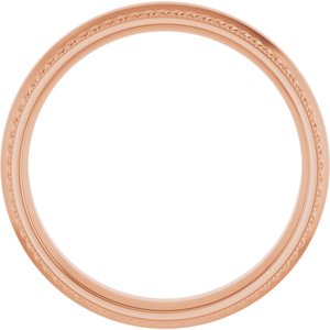 10K Yellow Or White Or Rose Gold Rope & Milgrain Stepped-Edge Comfort-Fit Half Round Band