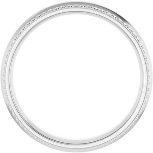 10K Yellow Or White Or Rose Gold Rope & Milgrain Stepped-Edge Comfort-Fit Half Round Band
