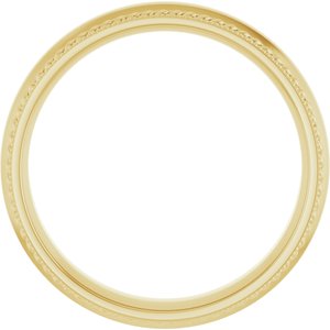 10K Yellow Or White Or Rose Gold Rope & Milgrain Stepped-Edge Comfort-Fit Half Round Band