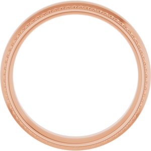 10K Yellow Or White Or Rose Gold Rope & Milgrain Stepped-Edge Comfort-Fit Half Round Band