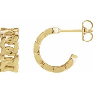 14K Yellow Gold Right Chain Link Hoop Earring, Length: 12 Mm, Thickness: 5.1 Mm