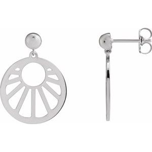 14K White Gold 16.3 X 15 Mm Pair Friction Backs Included Polished Geometric Earrings