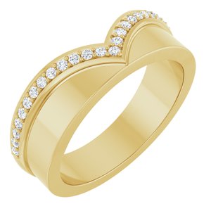 14K Yellow Gold Round 1.2 Mm 1/6 Ctw Natural Diamond Contour Band Size 7