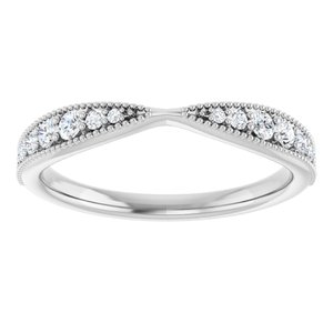 Platinum Natural Diamond Round Natural Diamond Polished 1/4 Ctw Natural Diamond Matching Contour Band Size 7