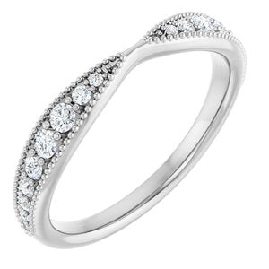 Platinum Natural Diamond Round Natural Diamond Polished 1/4 Ctw Natural Diamond Matching Contour Band Size 7