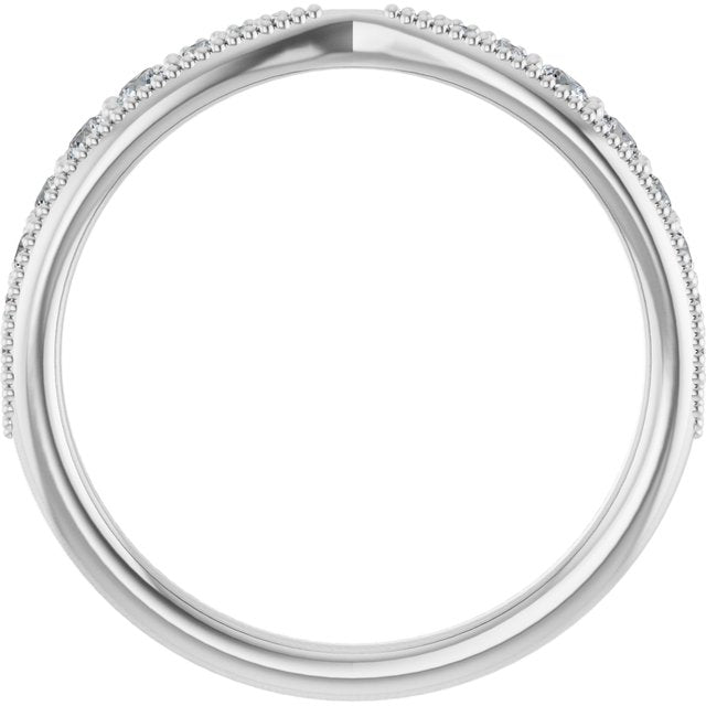 14K White Gold Round Polished 1/4 Ctw Natural Diamond Matching Contour Band, Size 7