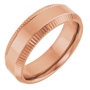 14K Yellow Or White Or Rose Gold Or Sterling Silver 6 mm Beveled-Edge Grooved Comfort-Fit Half Round Band
