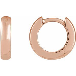 14K Rose Gold Pair Hinged Earrings, Length: 12 Mm, Thickness: 2.7 Mm