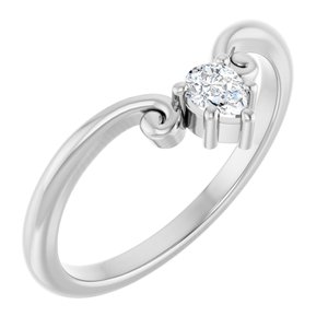 14K White Gold Natural Diamond Pear 4 X 3 Mm Polished 1/6 Ctw Natural Diamond Contour Band Size 7