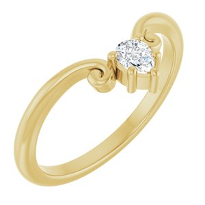 14K Yellow Gold Natural Diamond Pear 4 X 3 Mm Polished 1/6 Ctw Natural Diamond Contour Band Size 7