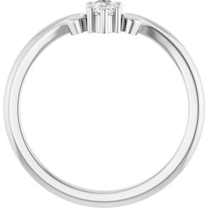 14K White Gold Natural Diamond Pear 4 X 3 Mm Polished 1/6 Ctw Natural Diamond Contour Band Size 7