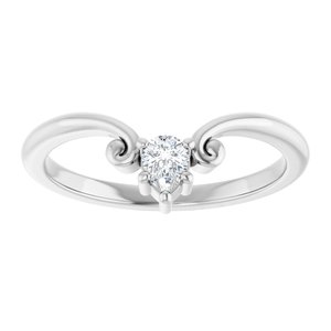 14K White Gold Natural Diamond Pear 4 X 3 Mm Polished 1/6 Ctw Natural Diamond Contour Band Size 7