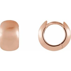 14K Rose Gold Pair Hinged Earrings, Length: 11.5 Mm, Thickness: 6.7 Mm