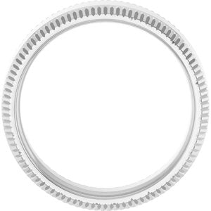 14K X1 White Gold 6 mm Beveled-Edge Grooved Comfort-Fit Half Round Band