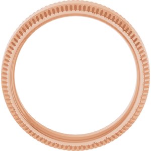 18K Yellow Or White Or Rose Gold 6 mm Beveled-Edge Grooved Comfort-Fit Half Round Band
