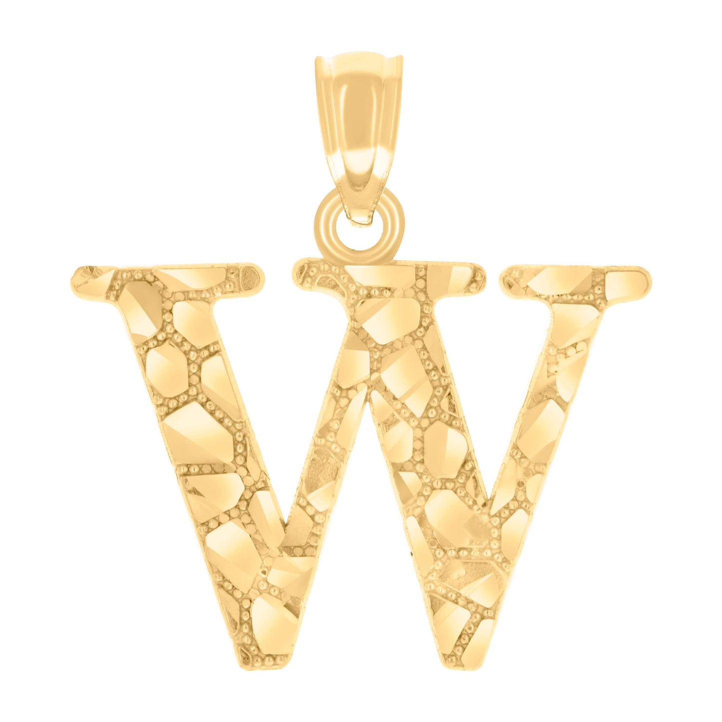 14K Yellow Gold Unisex Diamond-cut Nugget Unisex Initial Alphabet Charm Pendant