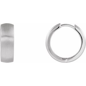 14K White Gold Each Hinged Earring, Length: 17.5 Mm, Thickness: 5.5 Mm
