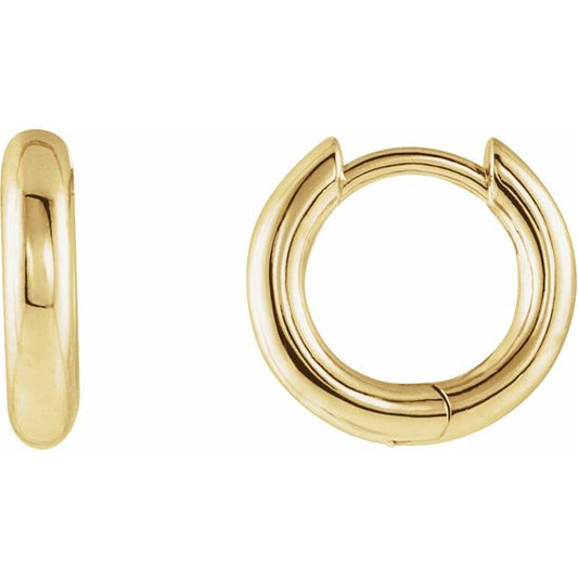 14K Yellow Gold 12 Mm 2.7 Mm Pair Hinged Polished Hinged Earrings