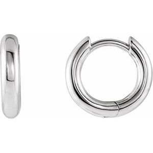 14K White Gold Pair Hinged Earrings, Length: 12 Mm, Thickness: 2.7 Mm