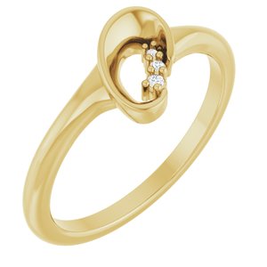 14K Yellow Gold Natural Diamond Round 1.2 Mm Natural Diamond Polished .01 Ctw Natural Diamond Freeform Ring Size 7