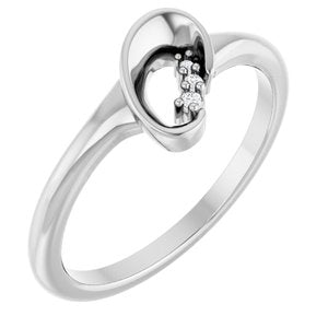 14K White Gold Natural Diamond Round 1.2 Mm Natural Diamond Polished .01 Ctw Natural Diamond Freeform Ring Size 7