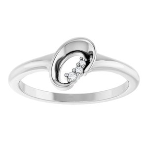 14K White Gold Natural Diamond Round 1.2 Mm Natural Diamond Polished .01 Ctw Natural Diamond Freeform Ring Size 7