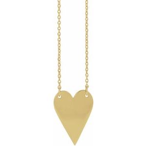 14K Yellow Gold 18 X 13 Mm 18 In Polished Engravable Elongated Heart Necklace