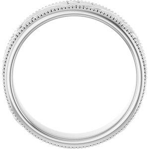 14K Yellow Or White Or Rose Gold Or Sterling Silver Or Platinum Milgrain Edge Floral Flat Band