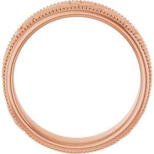 14K Yellow Or White Or Rose Gold Or Sterling Silver Or Platinum Milgrain Edge Floral Flat Band