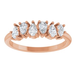 14K Rose Gold Pear 4 X 2.5 Mm Polished 1/2 Ctw Natural Diamond Anniversary Band Size 7