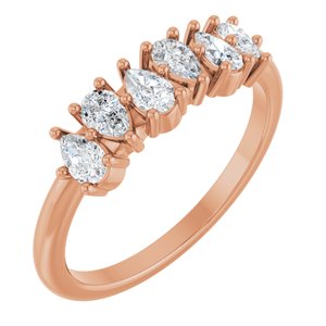 14K Rose Gold Pear 4 X 2.5 Mm Polished 1/2 Ctw Natural Diamond Anniversary Band Size 7