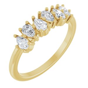 14K Yellow Gold Pear 4 X 2.5 Mm Polished 5/8 Ctw Lab-Grown Diamond Anniversary Band Size 7