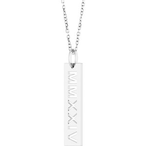 14K White Gold 2024 27 X 6.6 Mm 16-18 In Polished Roman Numeral Year Necklace