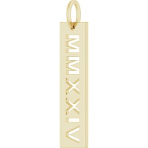 14K Yellow Gold 2024 27 X 6.6 Mm Polished Roman Numeral Year Pendant