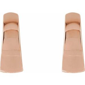 14K Rose Gold Pair Hinged Earrings, Length: 10.25 Mm, Thickness: 4 Mm