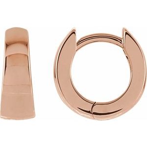 14K Rose Gold Pair Hinged Earrings, Length: 10.25 Mm, Thickness: 4 Mm