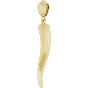 14K Yellow Gold Italian Horn 34.3 X 6.25 Mm Polished Pendant