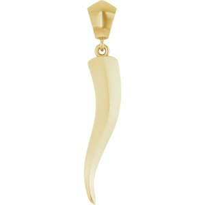 14K Yellow Gold Italian Horn 34.3 X 6.25 Mm Polished Pendant