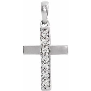 14K White Gold Round 1.5Mm G-H Si1-Si2 1/10 Ctw Lab Grown Diamond Cross Pendant