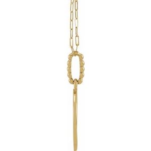 14K Yellow Gold 16.5 X 12.3 Mm 18 In Polished Blue Enameled Evil Eye Necklace
