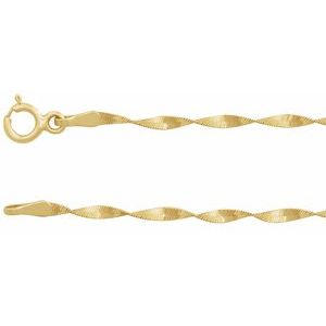 14K Yellow Gold Twisted Herringbone Chain, Length: 7 In, Width: 1.6 Mm