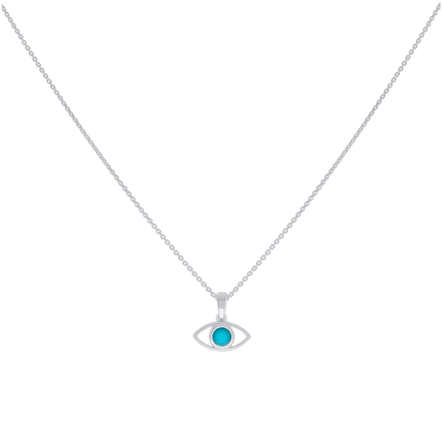 Sterling Silver Womens Enameled Evil Eye Good Luck Necklace 18 Inches– Elegant Jewelry Gift for Birthday, Anniversary, Engagement, Wedding
