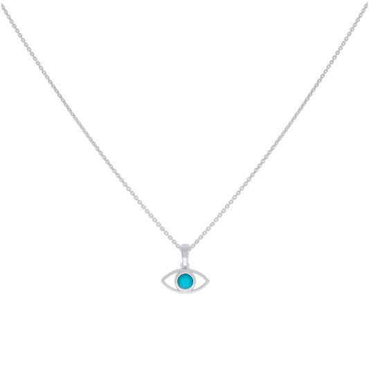 Sterling Silver Womens Enameled Evil Eye Good Luck Necklace 18 Inches– Elegant Jewelry Gift for Birthday, Anniversary, Engagement, Wedding
