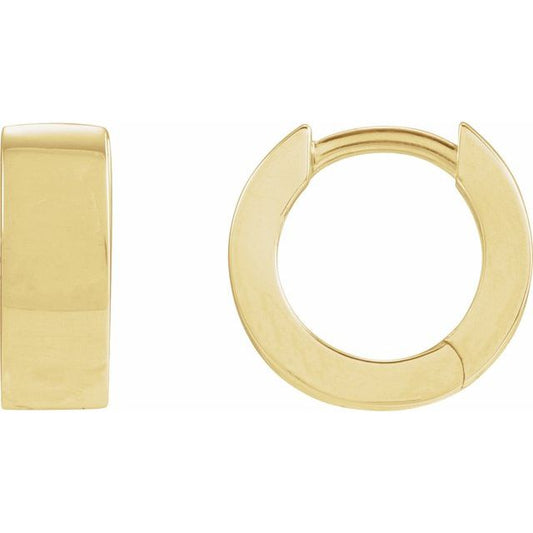 14K Yellow Gold 11.5 Mm 4 Mm Pair Hinged Polished Hinged Earrings
