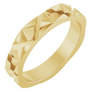 14K Yellow Gold 3.5 Mm Polished Art Deco Patterned Band Size 4.5