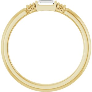 14K Yellow Gold Straight Baguette 4 X 2 Mm Polished Lab-Grown Moissanite Stackable Ring Size 7